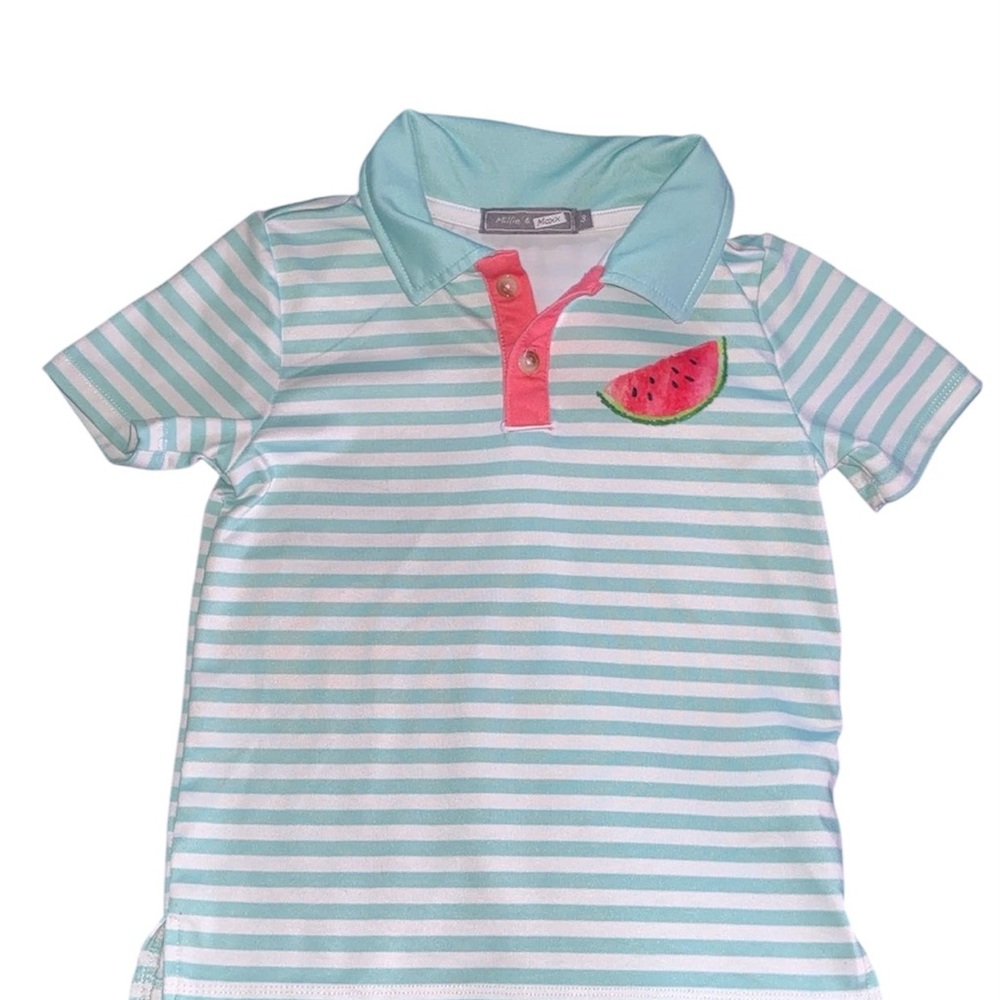 Blue and Pink Striped Polo Shirt Lightweight Casual